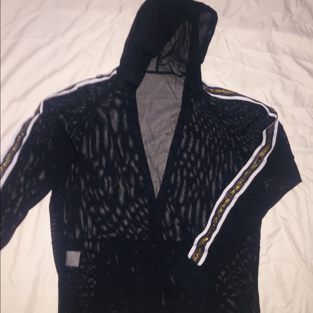 Mesh track hooded sweater #407